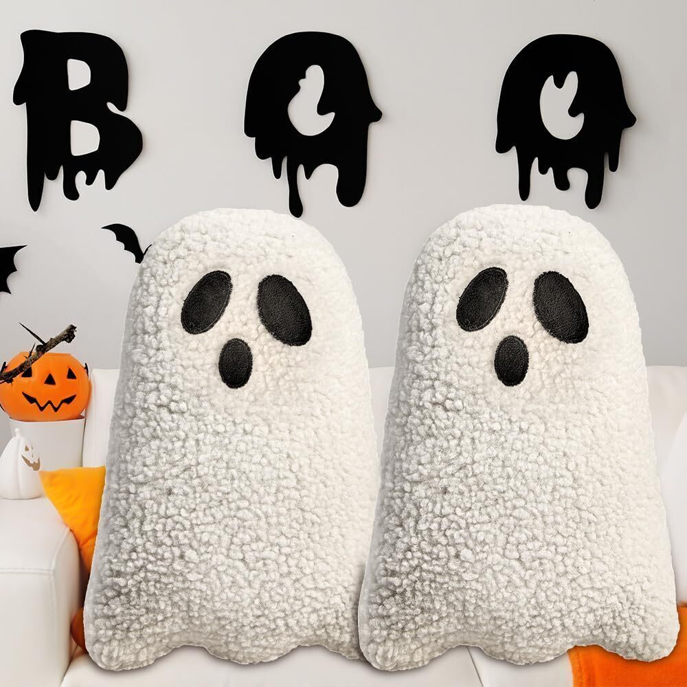 2465 Ghost Pillow,Ghost Decor,Halloween Pillows Set of 2 White Cute Ghost